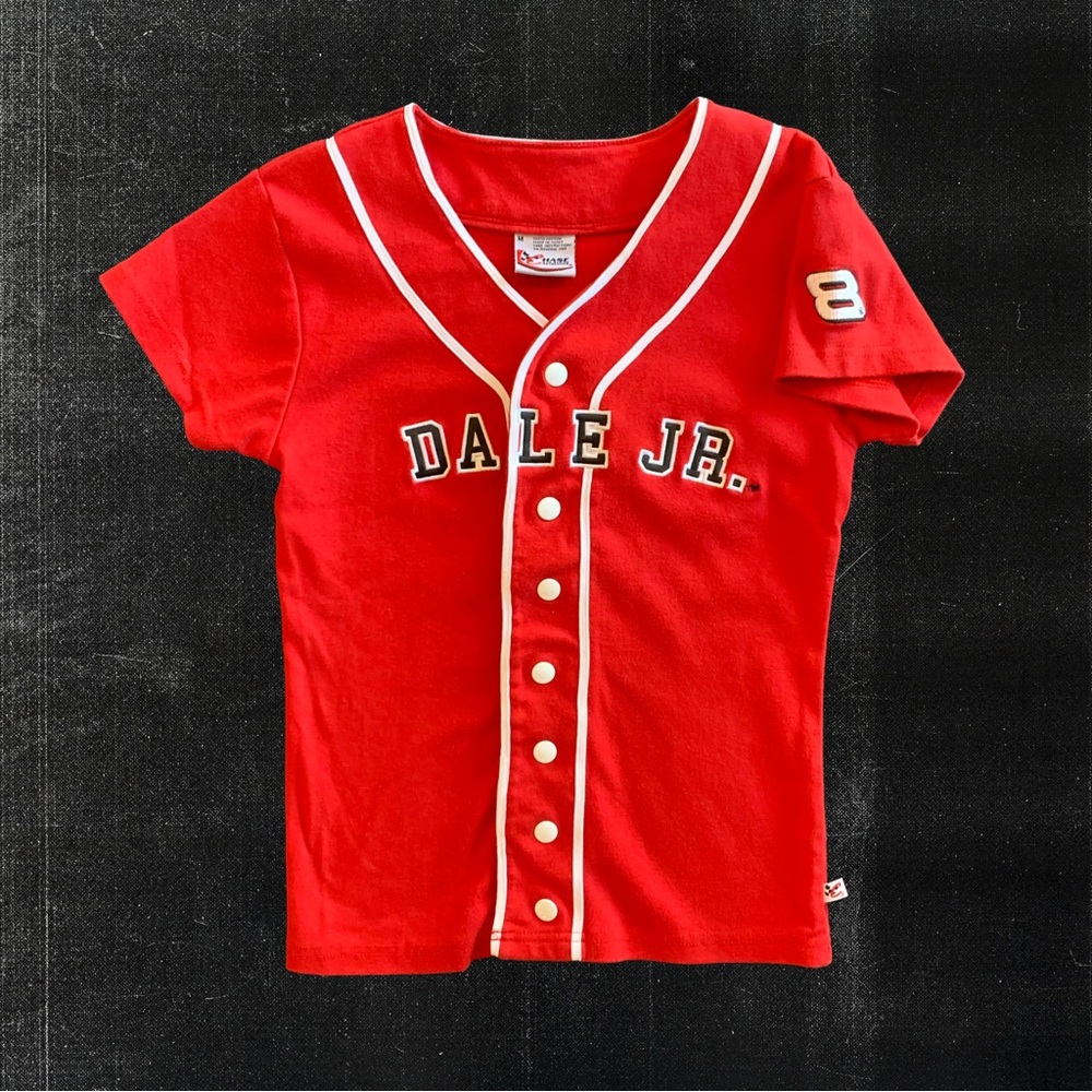 Vintage Dale Earnhardt Jr. women’s button up jersey style top.